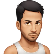 male, wearing a white tank top, brown  hair sticker