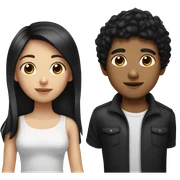 Girl with black hair and boy with black hair sticker