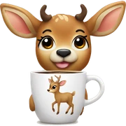 cute deer drinking coffee sticker
