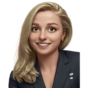 smiling girl in pinstripe suit sticker