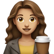 Pretty girl with brown hair holding coffee sticker