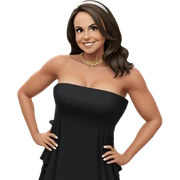 smiling girl in black dress sticker