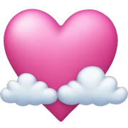 pink heart + cloud sticker