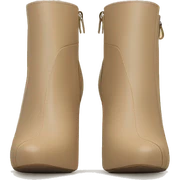 Realistic Isolated front facing beige peep toe ankle bootie boots.  sticker