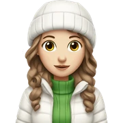 White girl with Brown hair green eyes in white winter outfit sticker