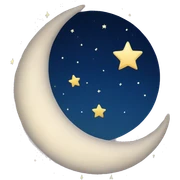 Crescent moon with stars around it  sticker