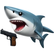 shark with toy gun sticker