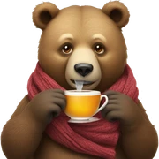 Bear in scarf drinks tea  sticker