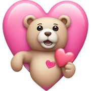 Pink heart with teddy bear  sticker