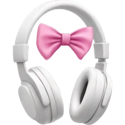 White headphones with pink bow sticker