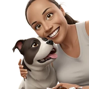 smiling girl with dog and bottle sticker