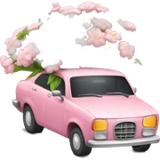 car holding flower sticker