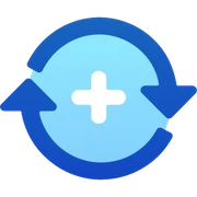 iOS 16 style refresh icon, circular arrows in counterclockwise motion, Apple blue color, minimalistic design sticker