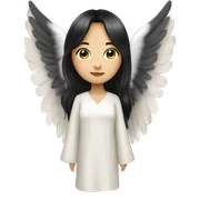 Asian Angel girl with black hair and wings sticker