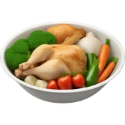 Bowl with vegetables and chicken sticker