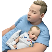 sleeping boys in blue shirt sticker