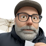 bearded boy with umbrella sticker