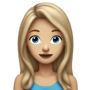 girl blue eyes light brown hair long plump lips shows peace sign sticker