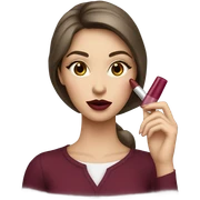 White brunette girl dressed in burgundy putting lipgloss on her lips sticker