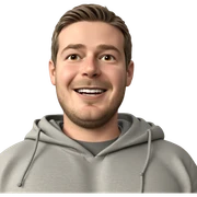 smiling boy in grey hoodie sticker