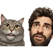 cat boy portrait with beard sticker