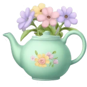 Pastel tea pot flowers sticker