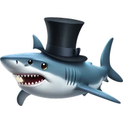 Shark with a top hat sticker