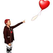 boy with heart balloon sticker