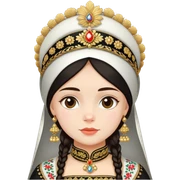 girl in russian costume and kokoshnik black sticker