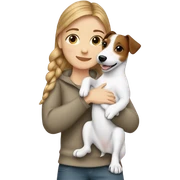 white girl hugging jack russell terrier sticker