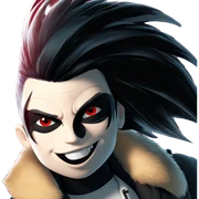 smiling boy with red eyes sticker