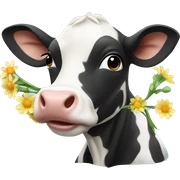 Baby cow eating flowers sticker