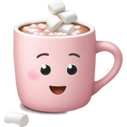 Light Pink mug of hot chocolate with marshmallows  sticker