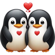 Penguin couple with heart sticker