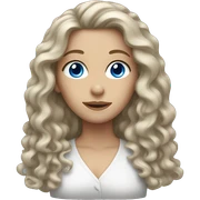 White woman with long curly hair and blue eyes sticker