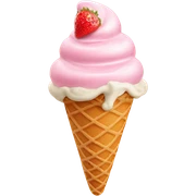 pretty light pink ice cream cone with strawberries sticker