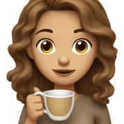 Wavy brown hair girl drinking coffee in a beige cup sticker