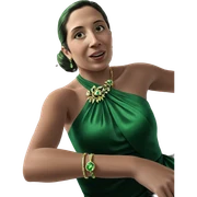 girl in green dress with jewelry sticker