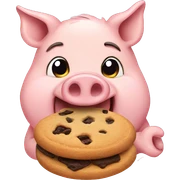 pig eating a cookie sticker