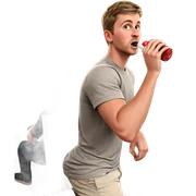 boys enjoying drinks indoors sticker