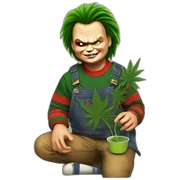 Chucky and weed sticker