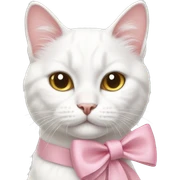 White cat white pink bow sticker
