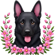 Black Shepherd viele Blumen pink  sticker
