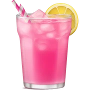 pink drink with lemon slice sticker