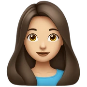 adolecente fille brune aux yeux bleu heureuse cheveux lisse etdetaché sticker