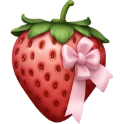 strawberry wrapped in pale pink bow sticker