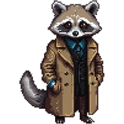 Raccoon private investigator in trenchcoat sticker