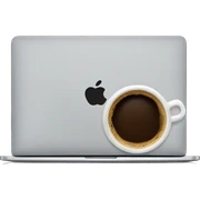 MacBook and coffee sticker