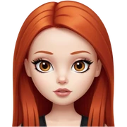 pretty bratz girl, long straight red hair, brown eyes, black eyeliner, pale skin sticker