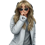 girl holding jacket with sunglasses sticker